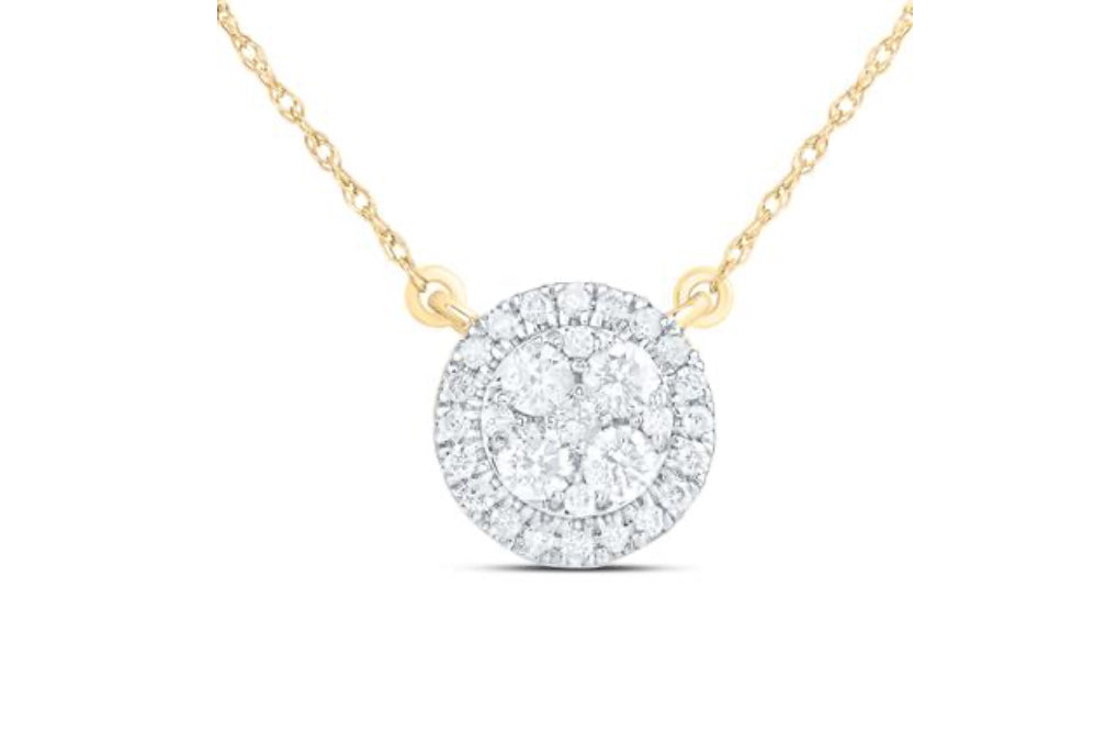 Round Diamond Fashion Necklace in 14K Gold — 1/3 Carat Total Weight