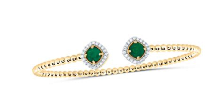 1/4CTW-DIA CN 5MM RD-EM NAT GEM LADIES BANGLE (59X53 MM)