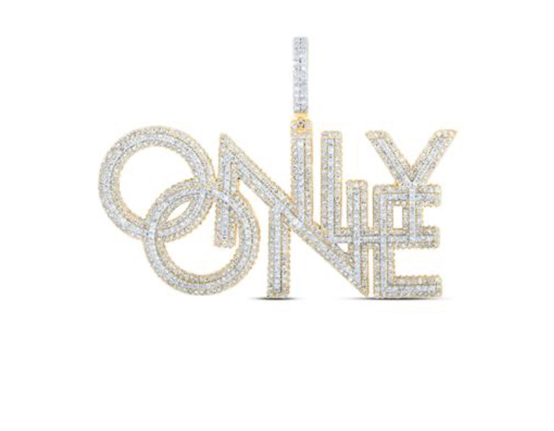 10K YELLOW GOLD ROUND DIAMOND ONLY ONE CHARM PENDANT 4-3/8 CTTW