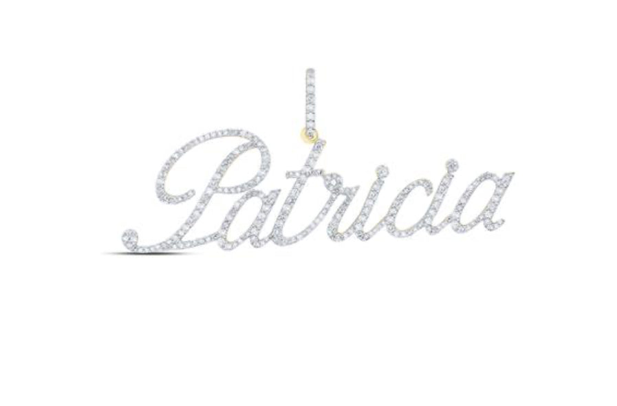 10K YELLOW GOLD ROUND DIAMOND PATRICIA NAME PENDANT 1 CTTW