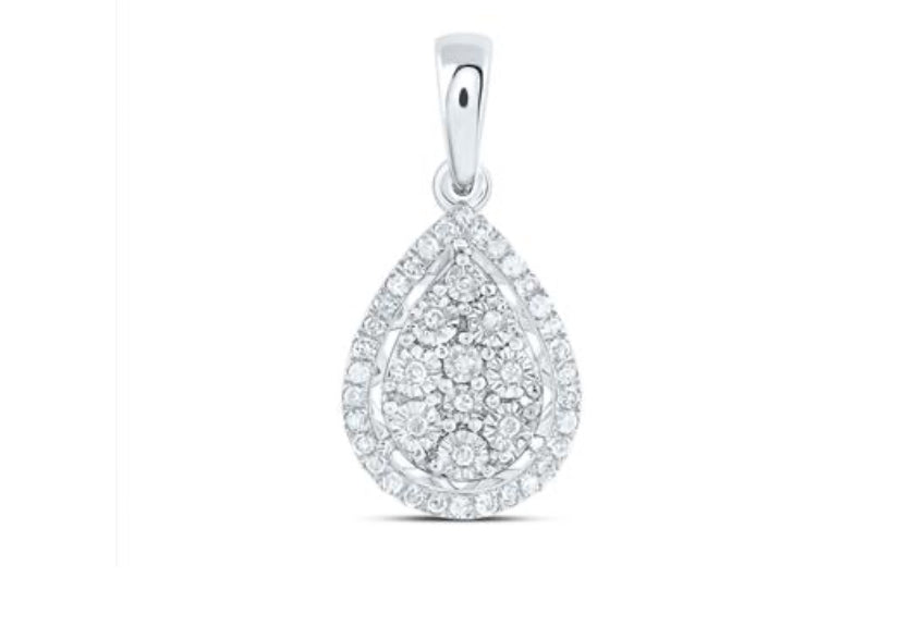 Pear Diamond Gift Pendant in 10K Gold — 1/8 Carat Total Weight