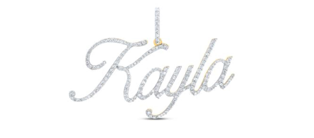 Round Diamond Kayla Name Pendant in 10K Yellow Gold — 7/8 Carat Total Weight