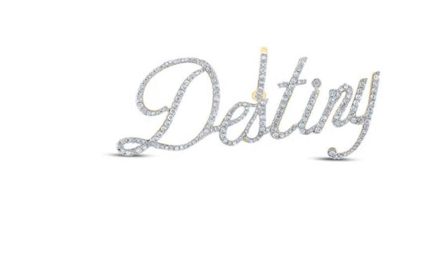 10K YELLOW GOLD ROUND DIAMOND DESTINY NAME PENDANT 1 CTTW