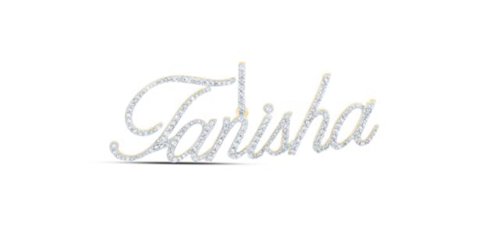 10K YELLOW GOLD ROUND DIAMOND TANISHA NAME PENDANT 1 CTTW