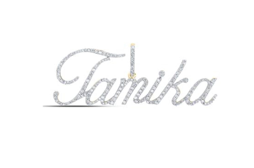 10K YELLOW GOLD ROUND DIAMOND TAMIKA NAME PENDANT 1 CTTW