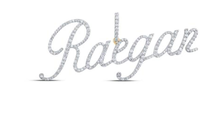 10K YELLOW GOLD ROUND DIAMOND RAEGAN NAME PENDANT 1 CTTW