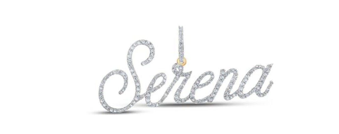 Round Diamond Serena Name Pendant in 10K Yellow Gold — 3/4 Carat Total Weight