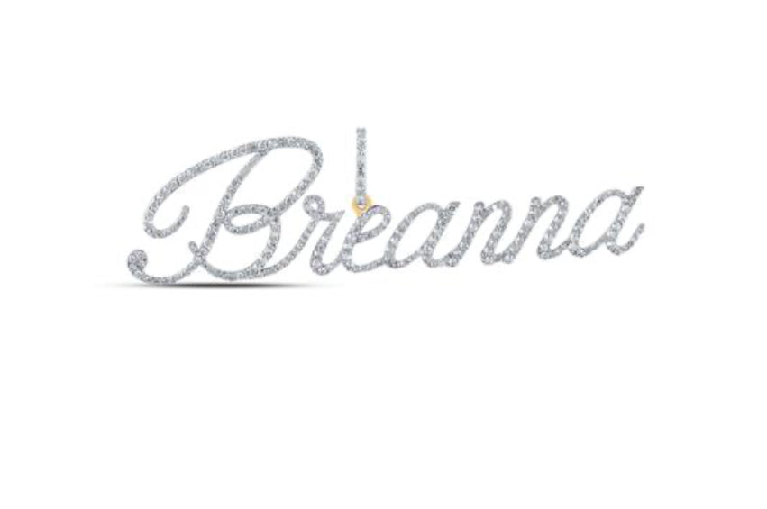 10K YELLOW GOLD ROUND DIAMOND BREANNA NAME PENDANT 1-1/5 CTTW