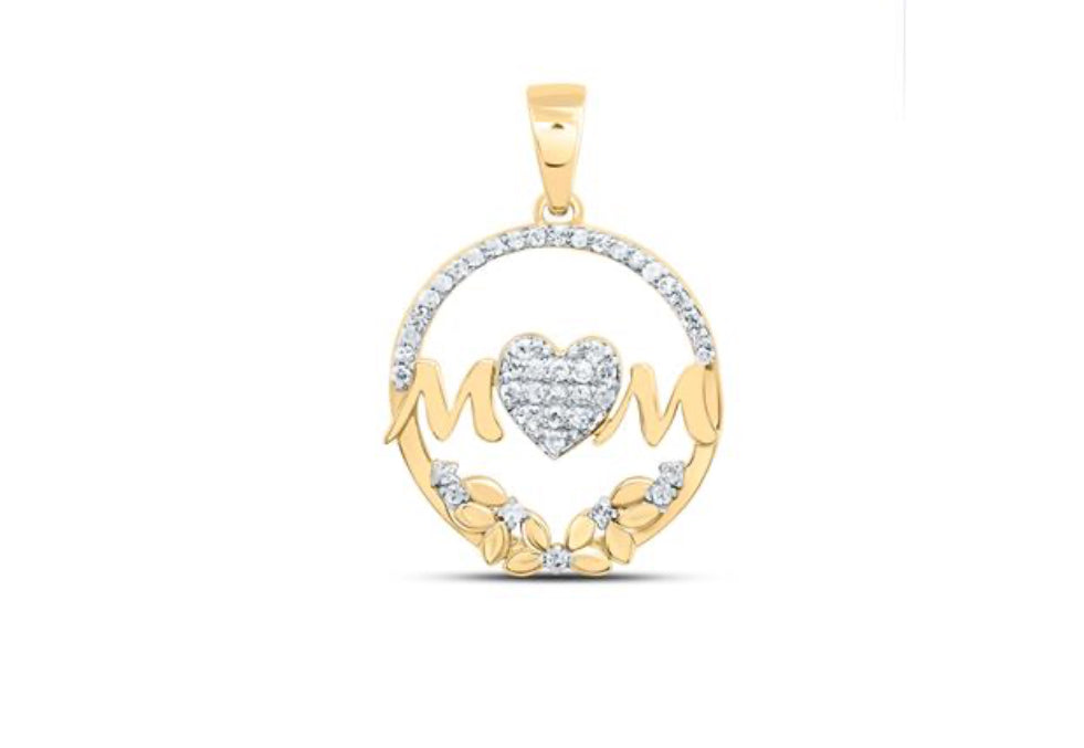 1/6CTW-DIA P1 GIFT "MOM" HEART PENDANT