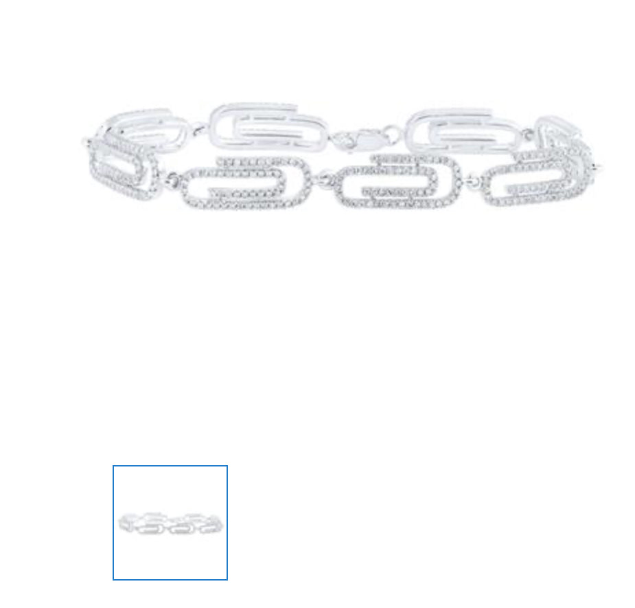 14K YELLOW GOLD ROUND DIAMOND PAPER CLIP FASHION BRACELET 1-7/8 CTTW