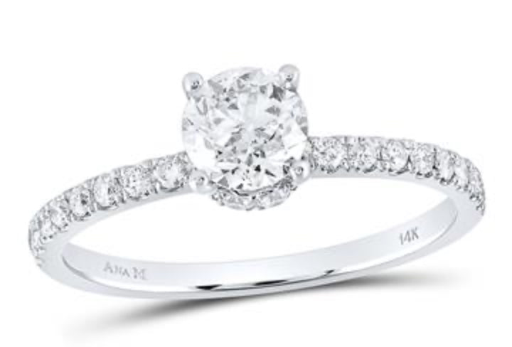 14K WHITE GOLD ROUND DIAMOND SOLITAIRE BRIDAL ENGAGEMENT RING 1 CTTW (CERTIFIED)