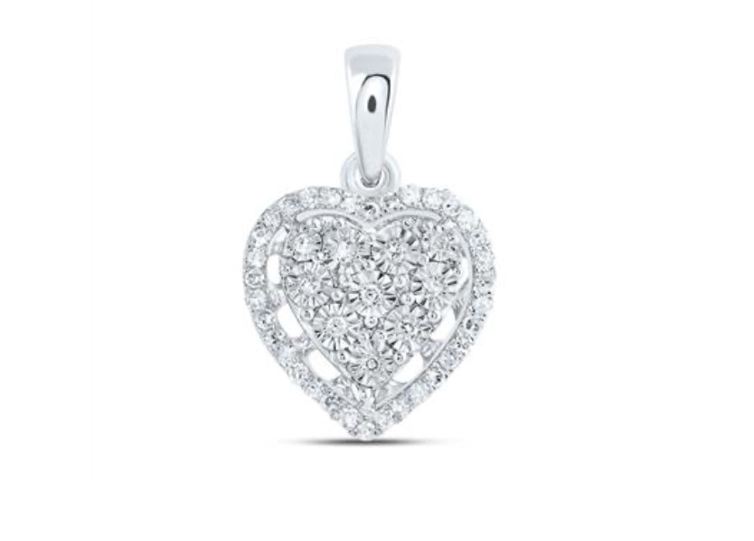 Diamond Gift Heart Pendant in 10K Gold — 1/8 Carat Total Weight