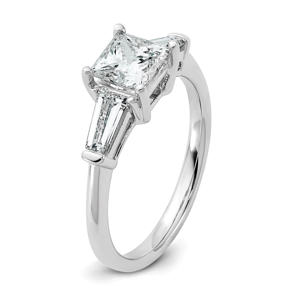 Princess lab-grown diamond three-stone engagement ring in 14K white gold
