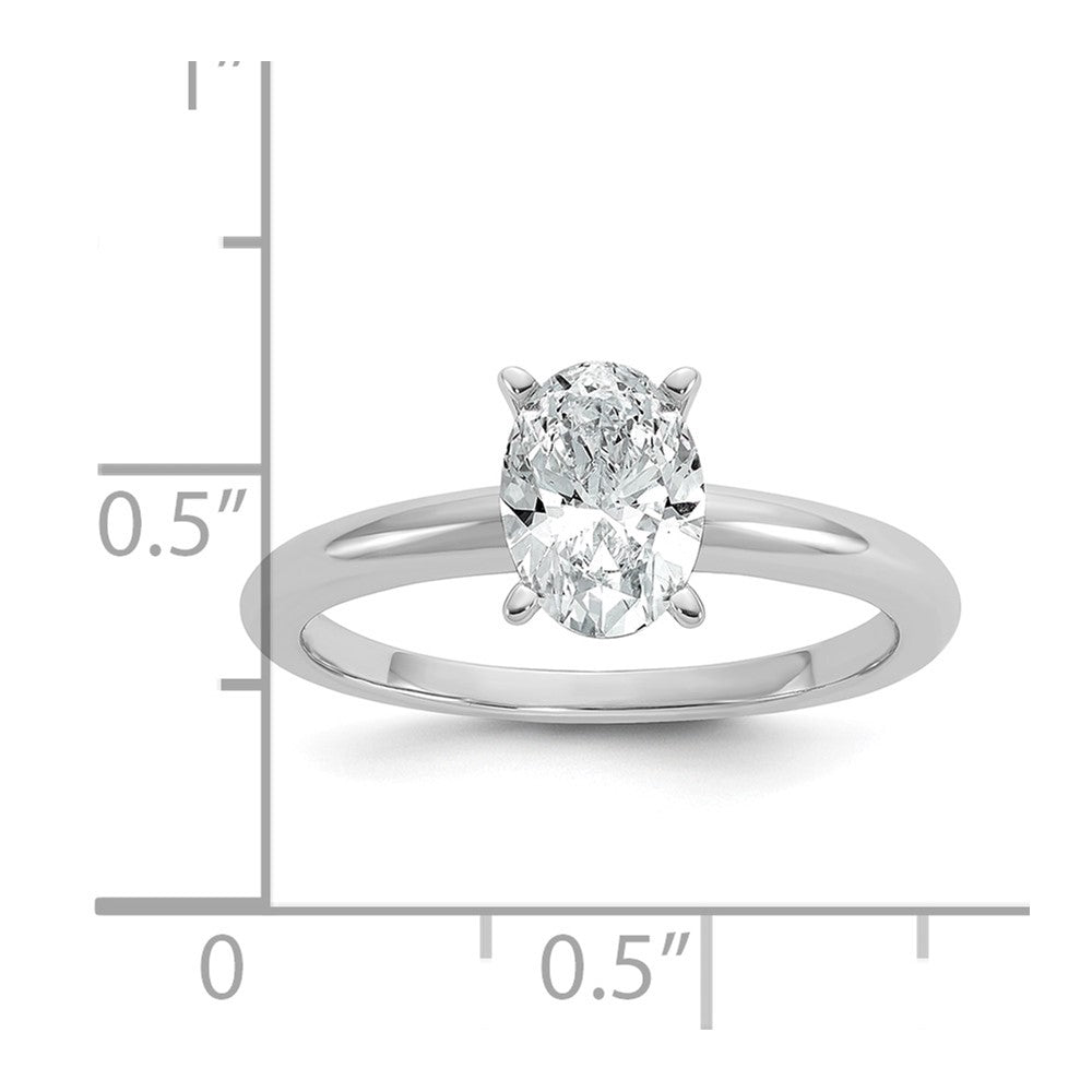 Oval lab-grown diamond solitaire engagement ring in 14K white gold
