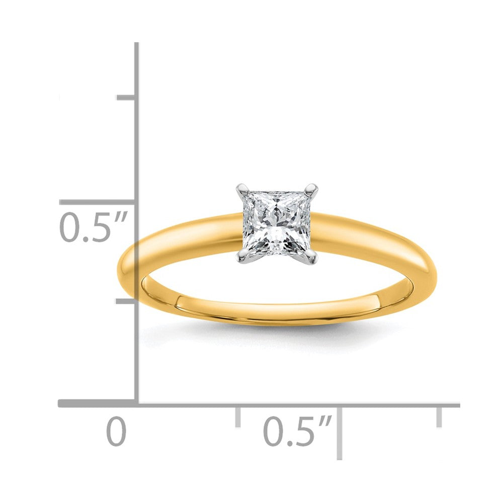 Princess lab-grown diamond solitaire engagement ring in 14K two-tone gold