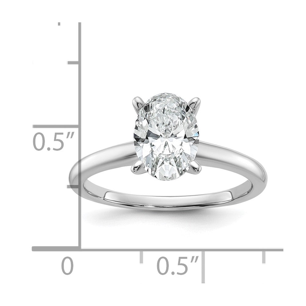 Oval lab-grown diamond solitaire engagement ring in 14K white gold