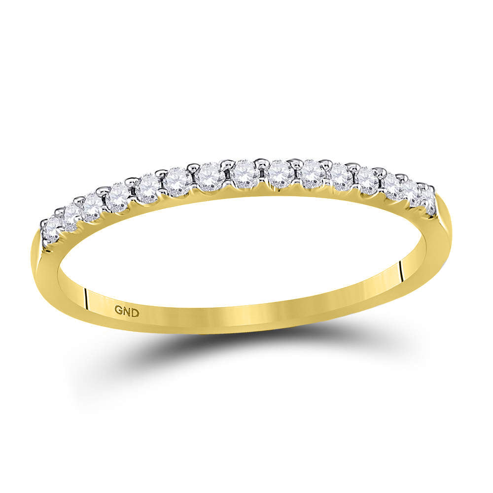 14kt Yellow Gold Womens Round Diamond Slender Stackable Wedding Band 1/6 Cttw