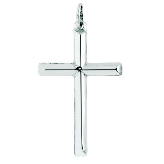 Silver Large Polished Cross Pendant