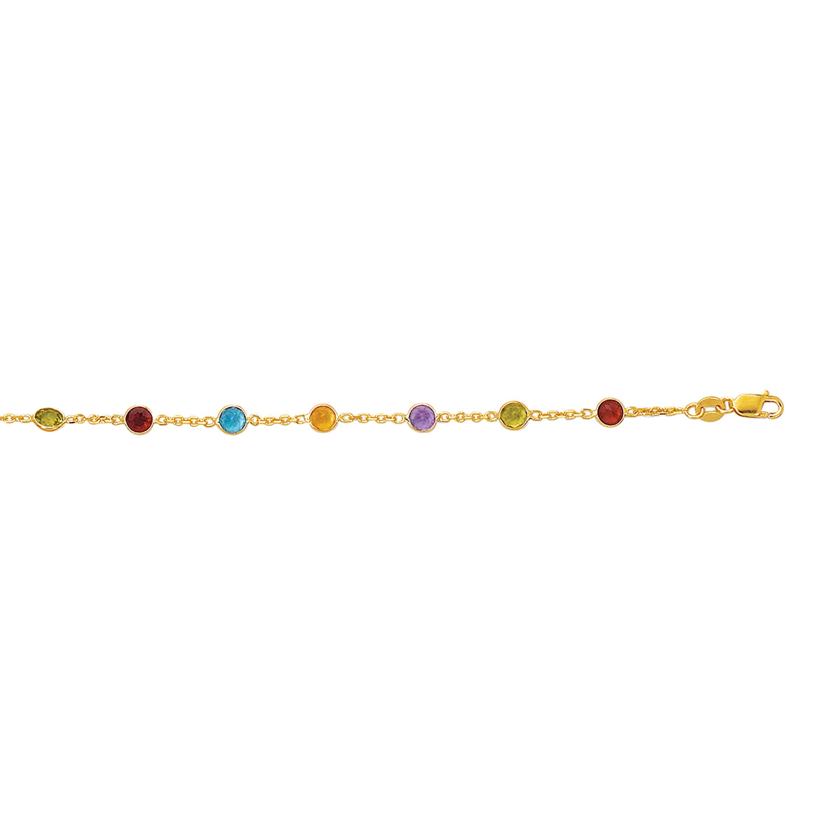 Semi-Precious Anklet in 14K Yellow Gold — 10 Inches