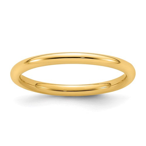 Comfort Fit Wedding Band in 14K Yellow Gold — 2mm, Size 14