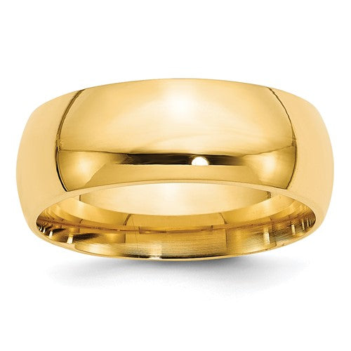 Comfort Fit Wedding Band in 14K Yellow Gold — 8mm, Size 7