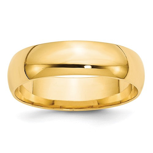 Comfort Fit Wedding Band in 14K Yellow Gold — 6mm, Size 8.5