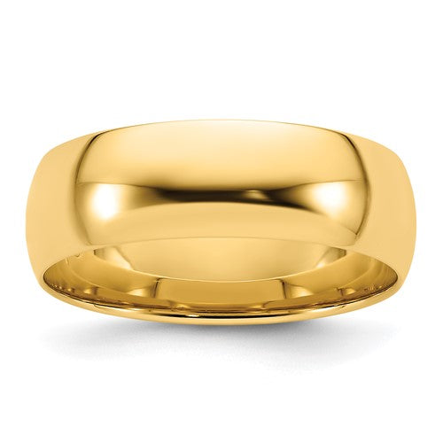 Comfort Fit Wedding Band in 14K Yellow Gold — 7mm, Size 9.5