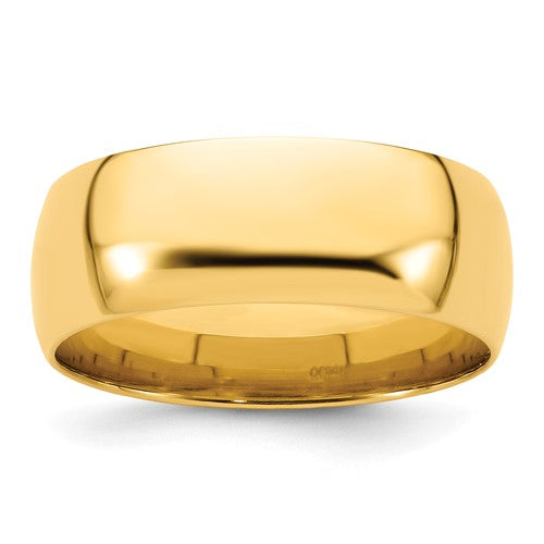 Comfort Fit Wedding Band in 14K Yellow Gold — 8mm, Size 10.5