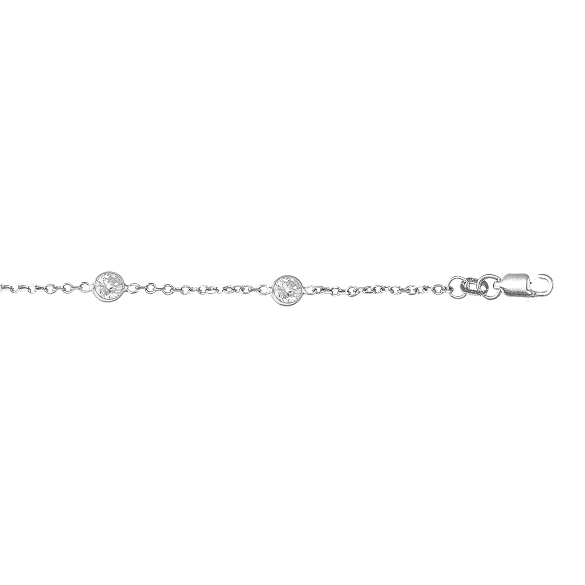 CZ By The Yard Anklet in 14K White Gold — 10 Inches