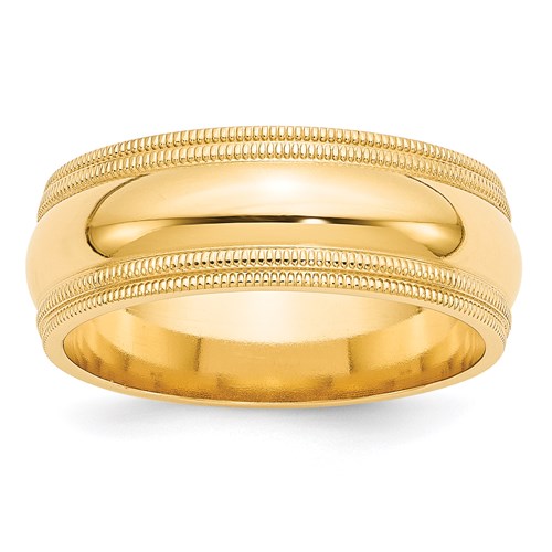 Comfort Fit Wedding Band in 14K Yellow Gold — 8mm, Size 7