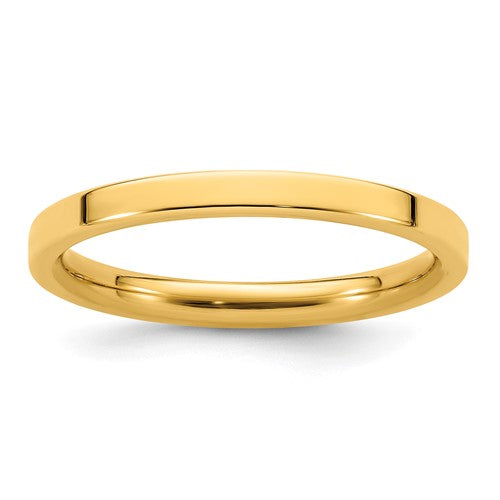Flat Comfort Fit Wedding Band in 14K Yellow Gold — 2mm, Size 8.5