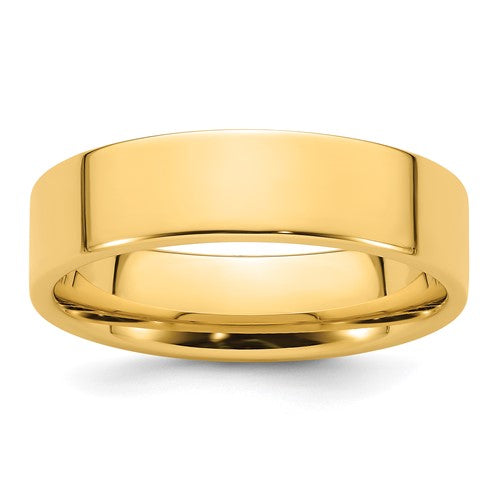 Flat Comfort Fit Wedding Band in 14K Yellow Gold — 6mm, Size 10