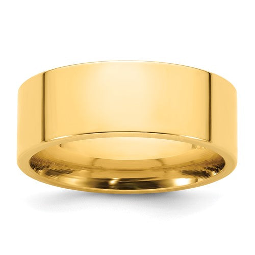 Flat Comfort Fit Wedding Band in 14K Yellow Gold — 8mm, Size 7