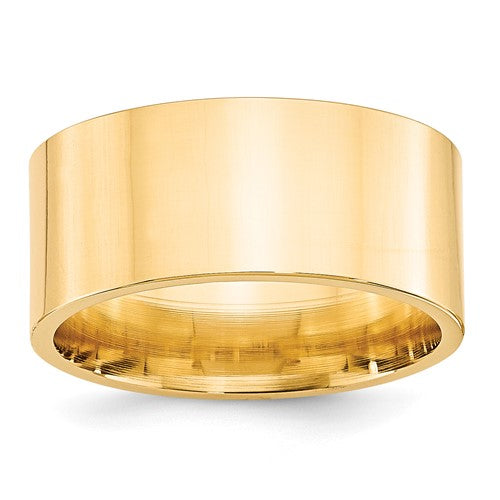 Flat Comfort Fit Wedding Band in 14K Yellow Gold — 10mm, Size 4