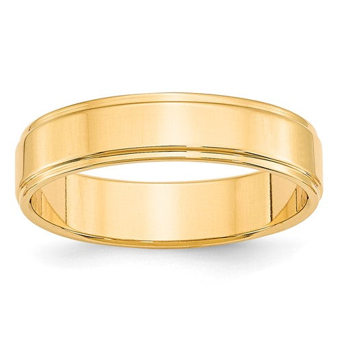 Flat Comfort Fit Wedding Band in 14K Yellow Gold — 5mm, Size 12.5
