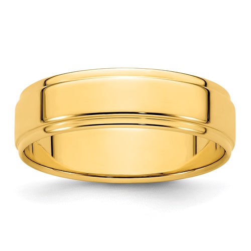 Flat With Step Edge Wedding Band in 14K Yellow Gold — 6mm, Size 10