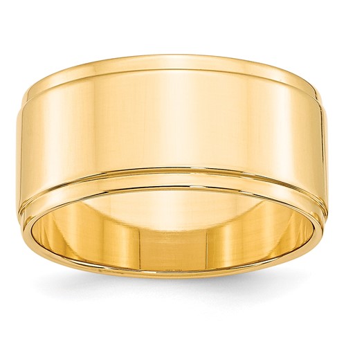 Flat With Step Edge Wedding Band in 14K Yellow Gold — 10mm, Size 14