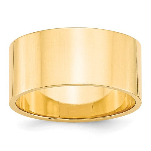 Flat Wedding Band in 14K Yellow Gold — 10mm, Size 9