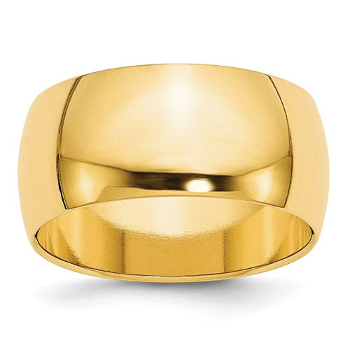Half Round Wedding Band in 14K Yellow Gold — 10mm, Size 5.5
