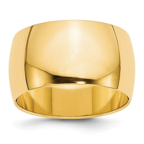 Half Round Wedding Band in 14K Yellow Gold — 12mm, Size 6.5