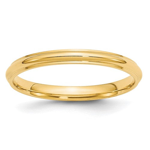 Half Round With Edge Wedding Band in 14K Yellow Gold — 2.5mm, Size 9.5