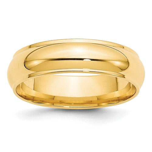 Half Round With Edge Wedding Band in 14K Yellow Gold — 6mm, Size 14