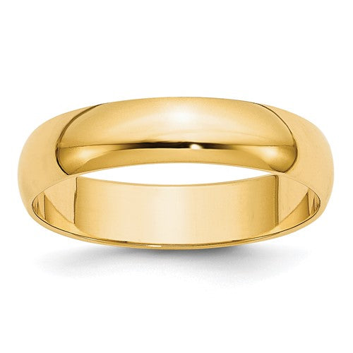 Half Round Wedding Band in 14K Yellow Gold — 5mm, Size 13.5