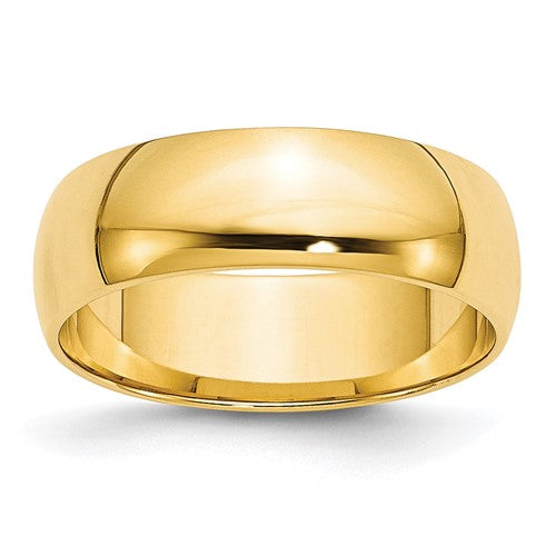 Half Round Wedding Band in 14K Yellow Gold — 6mm, Size 14