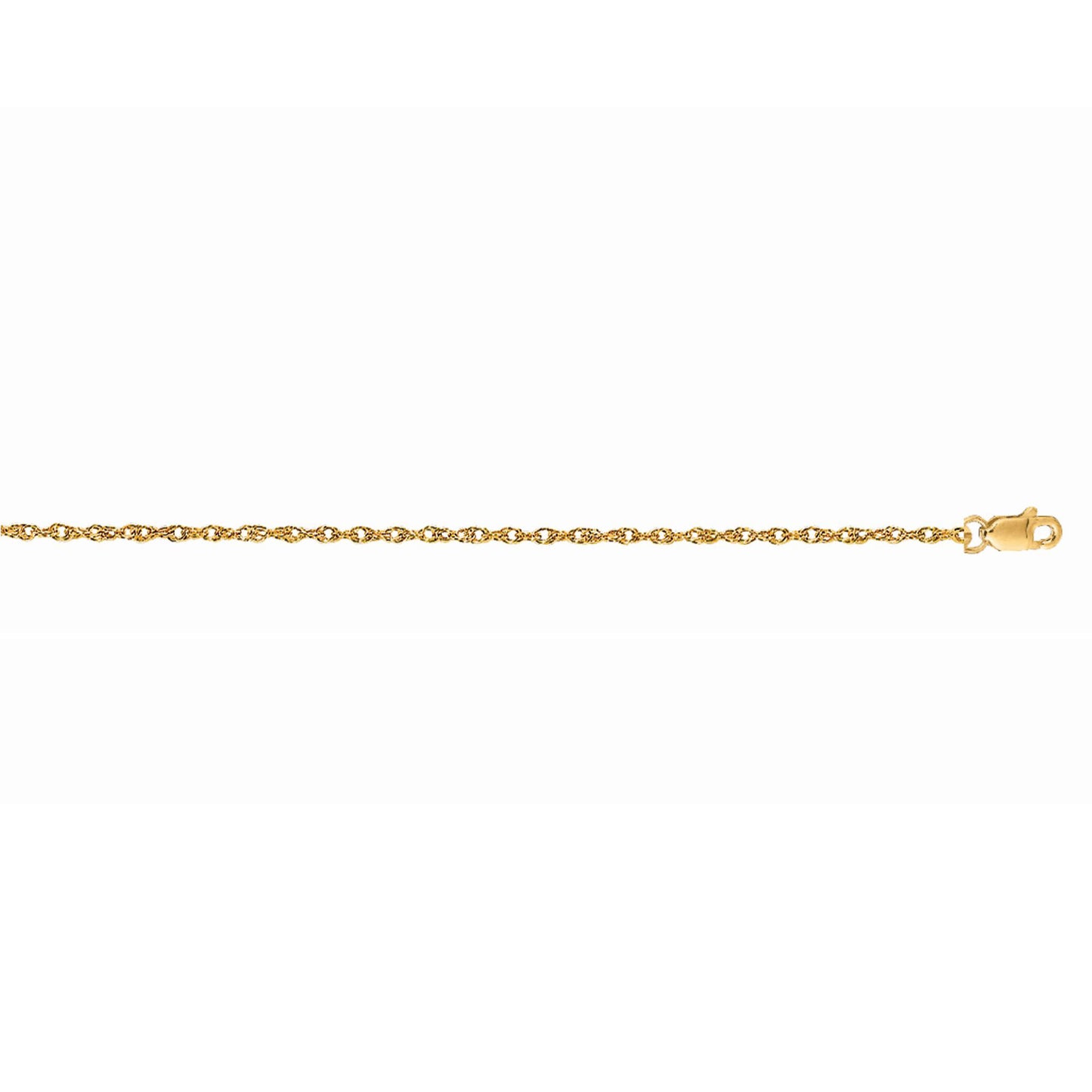 14K Gold 1.0mm Machine Rope Chain (Carded)