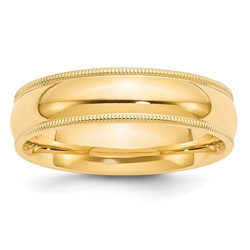 Half Round Comfort Fit Wedding Band in 14K Yellow Gold — 6mm, Size 4.5