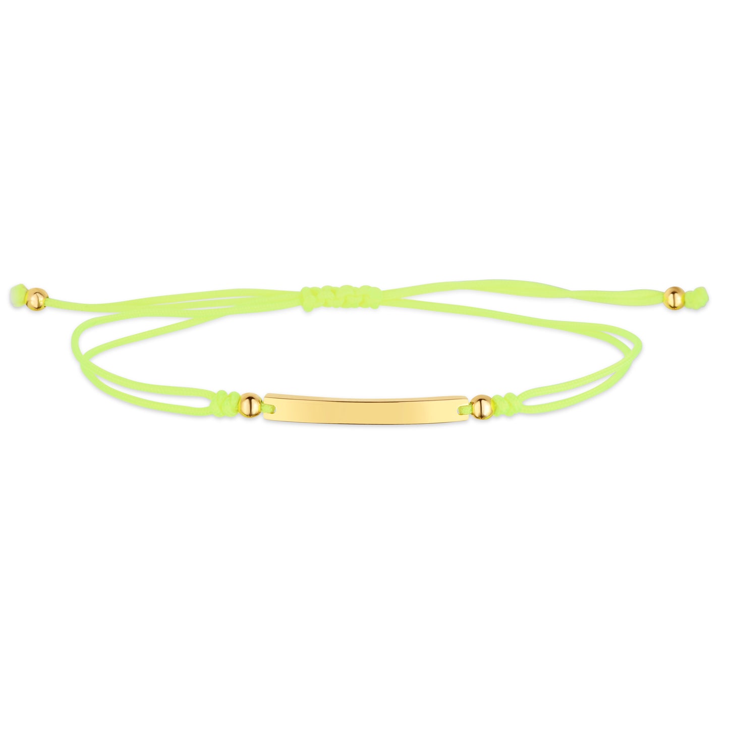 14K Gold Bar Green Cord Bracelet