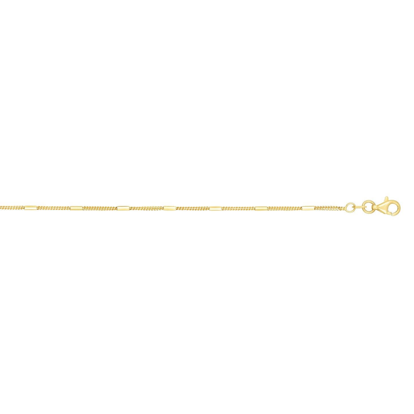 14K Gold 1.3mm Polished Bar Station Saturn Chain