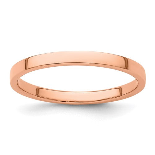 Flat Wedding Band in 14K Rose Gold — 2mm, Size 6.5