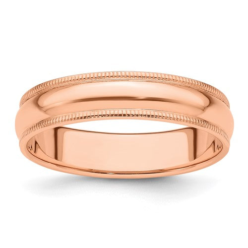 Half-Round Wedding Band in 14K Rose Gold — 5mm, Size 10